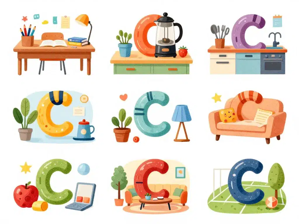 objet en c illustration scènes thématiques