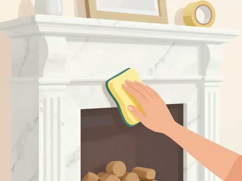 Préparer une cheminée pour peinture sur marbre cheminée, illustration nettoyage et masquage