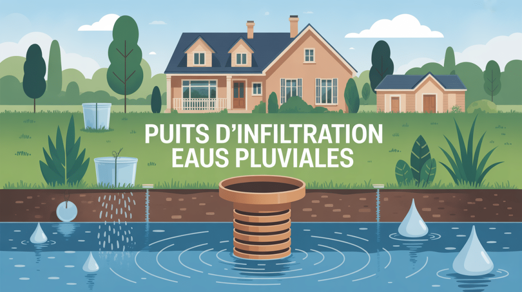 puits d'infiltration eaux pluviales illustration maison jardin