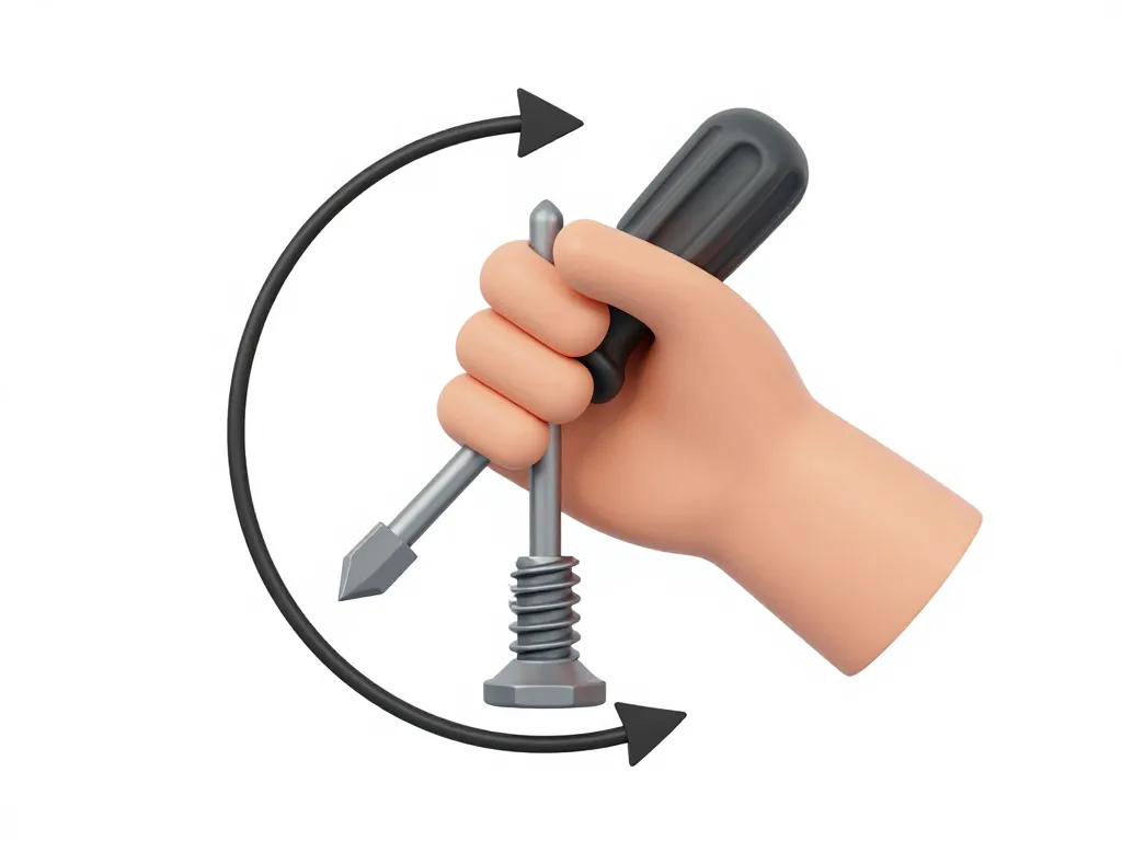 Schema sens pour visser et dévisser avec main et vis