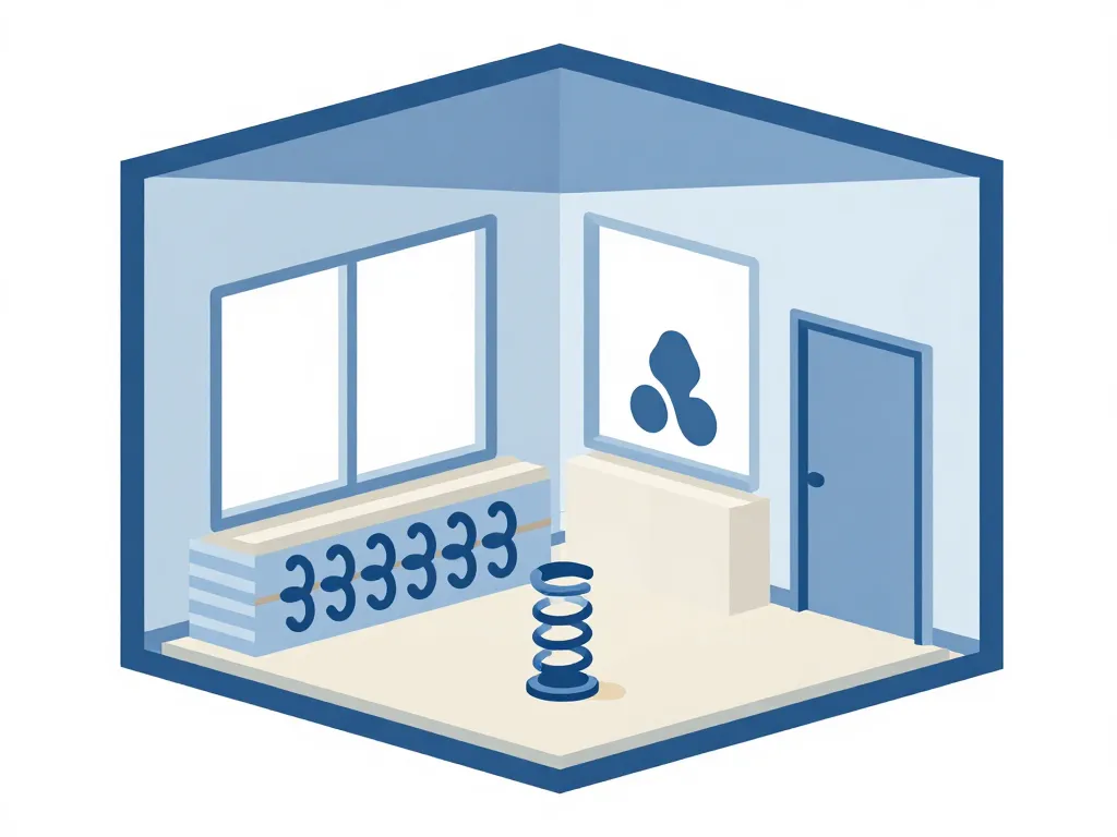 Schéma insonoriser une pièce murs plafond sol