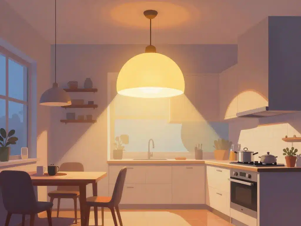 effets lumineux d'une suspension cuisine originale dans une cuisine