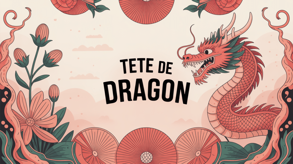 illustration tete de dragon motif floral et symbolique