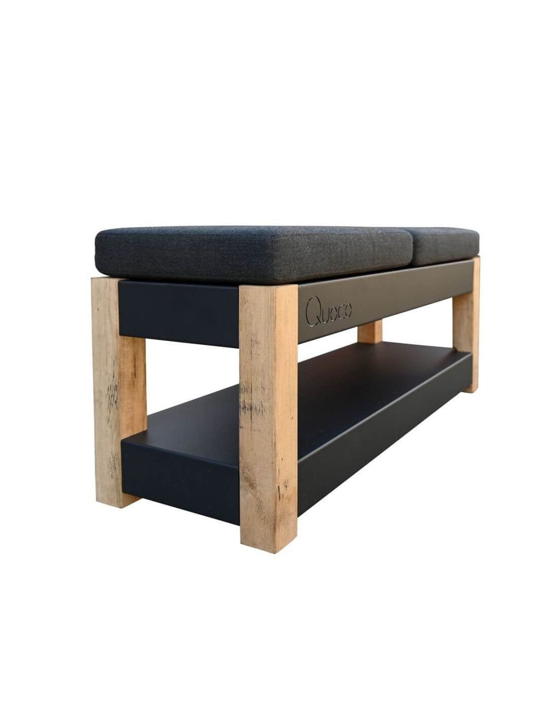 Banc de jardin design 120x50 bois et metal noir Quoco – Image 2