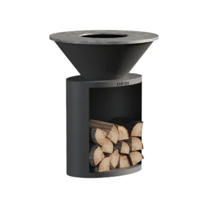 Brasero Plancha Ø80 cm avec stockage à bois - Noir - Firten