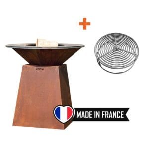Pack Brasero Plancha Ø98cm Corten + Grille avec rebord anti-chute - ROKA