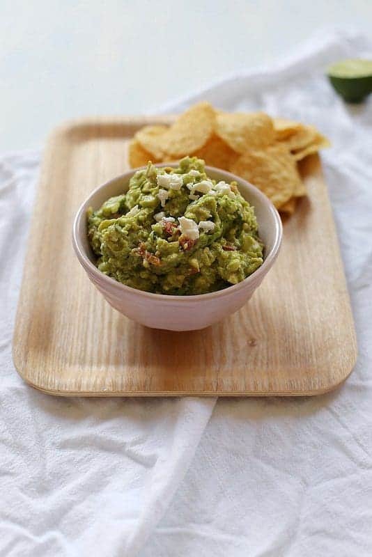 roasted tomato and feta guacamole