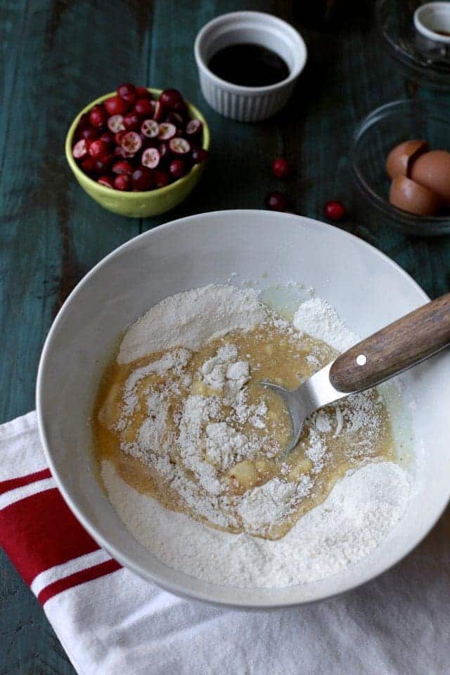 Brown Butter Cranberry Almond Pancake Muffins