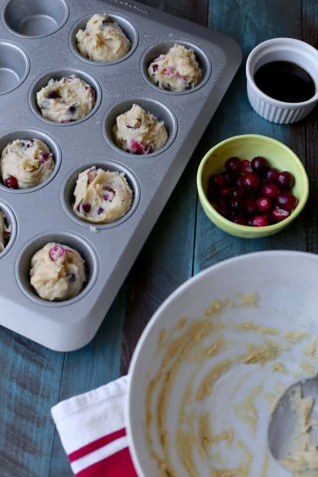 Brown Butter Cranberry Almond Pancake Muffins