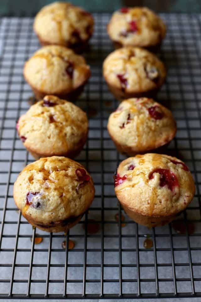 Brown Butter Cranberry Almond Pancake Muffins