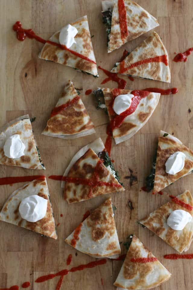 Mushroom and Kale Goat Cheese Quesadillas