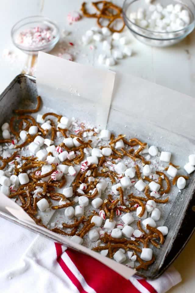 Peppermint Pretzel Marshmallow Fudge