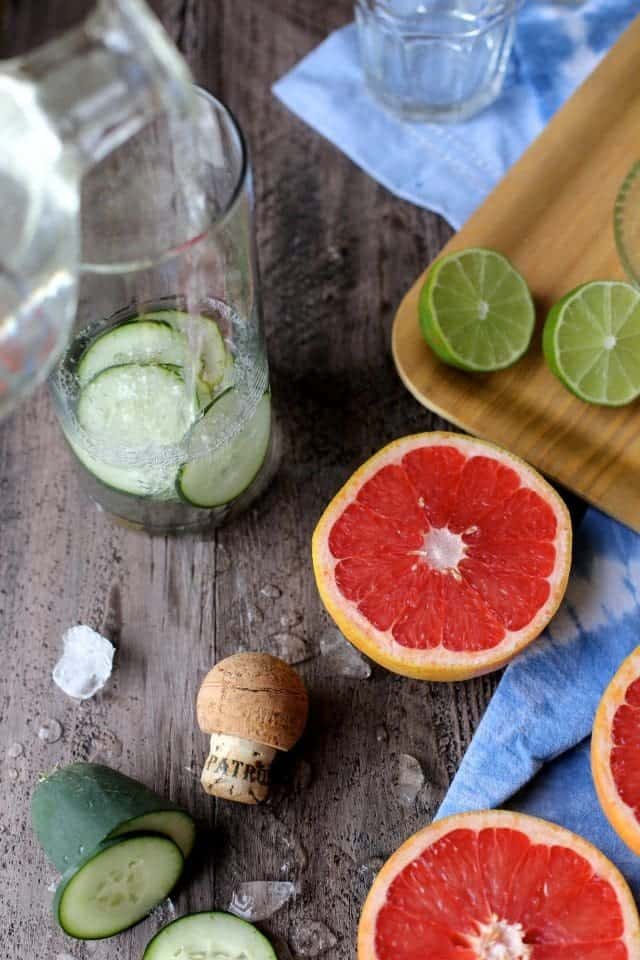 Grapefruit Margaritas with a hint of Cucumber