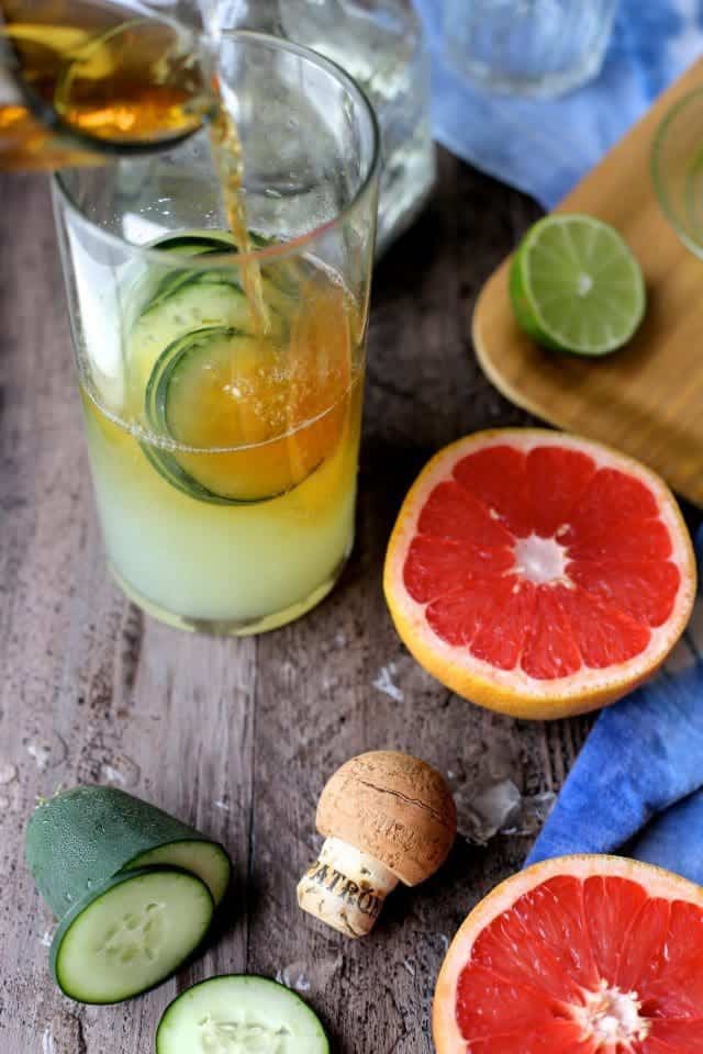 Grapefruit Margaritas with a hint of Cucumber