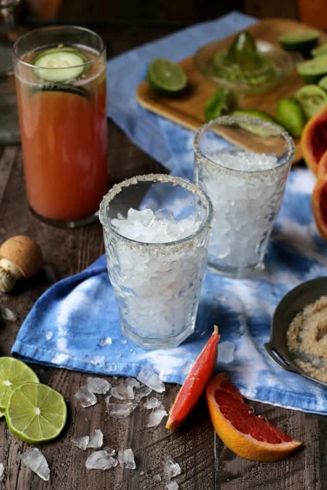 Grapefruit Margaritas with a hint of Cucumber