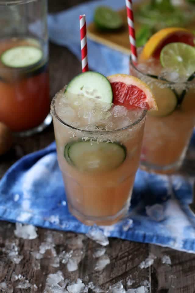 Grapefruit Margaritas with a hint of Cucumber