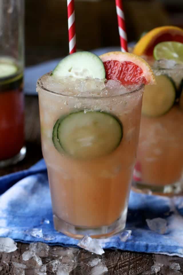 Grapefruit Margaritas with a hint of Cucumber