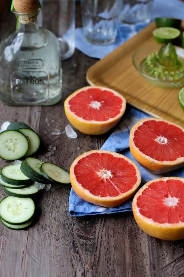Grapefruit Margaritas with a hint of Cucumber