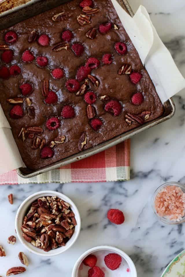 Olive Oil Raspberry and Sea Salt Brownies