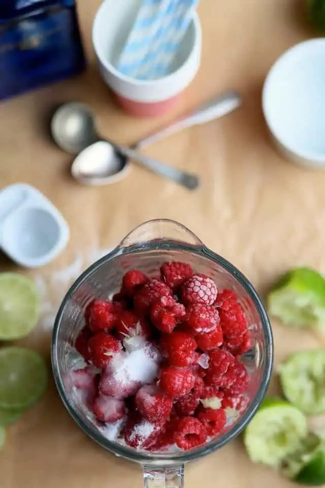 Fresh Raspberry and Gin Slushies