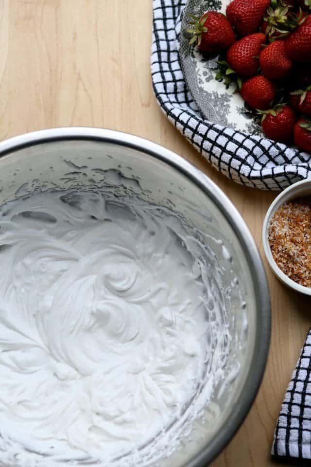 Gluten-Free Dairy-Free Angel Food Cupcakes with strawberries and coconut cream