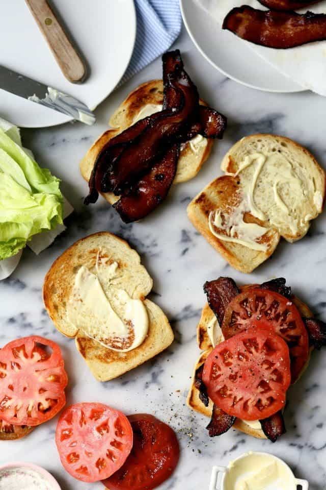 assembling a blt sandwich
