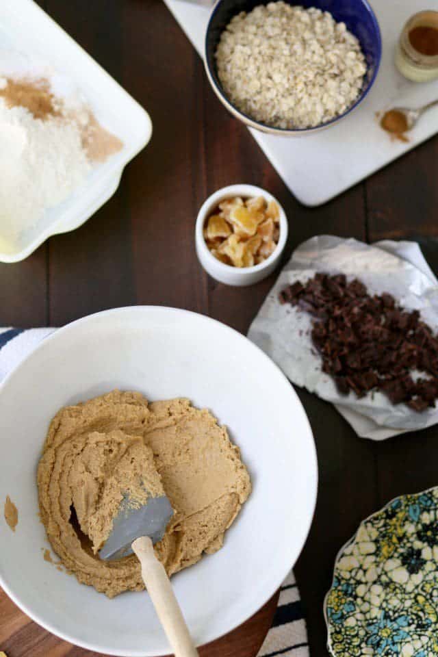 Classic Oatmeal Cookies with dark chocolate and ginger