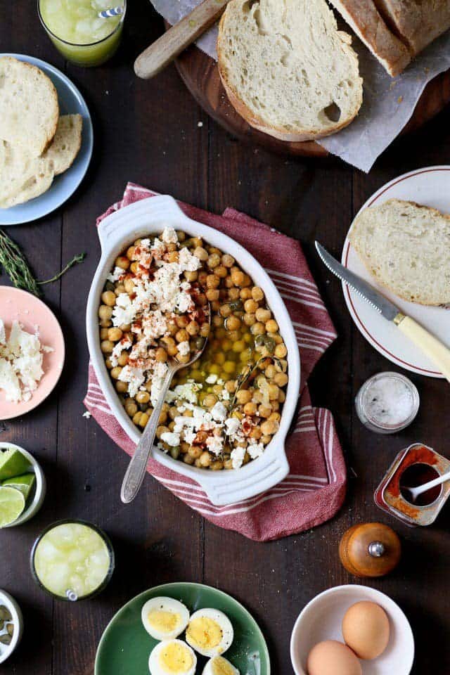 Olive Oil Braised Chickpeas with Feta