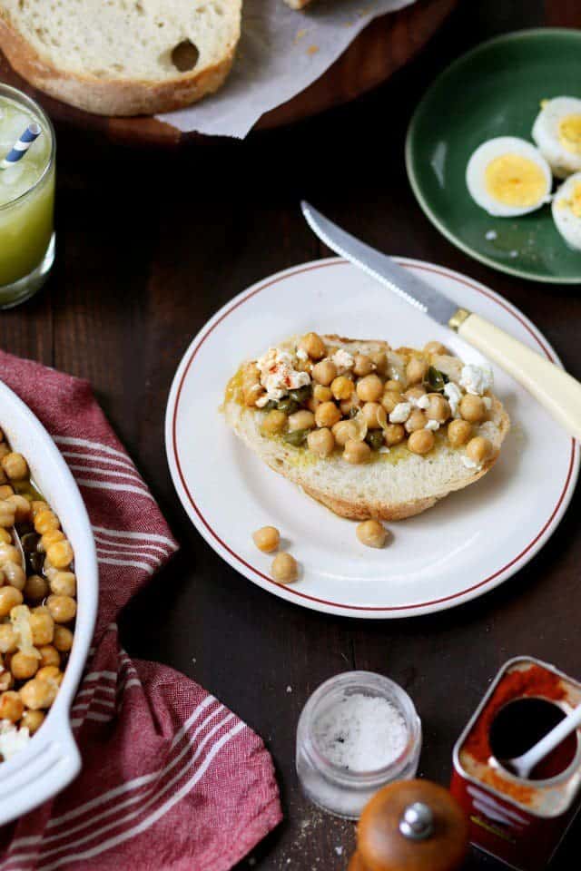 Olive Oil Braised Chickpeas with Feta