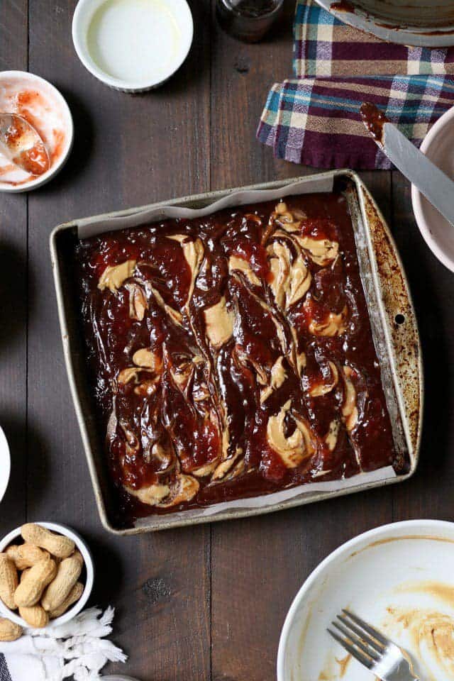 Peanut Butter and Jelly Fudge Brownies
