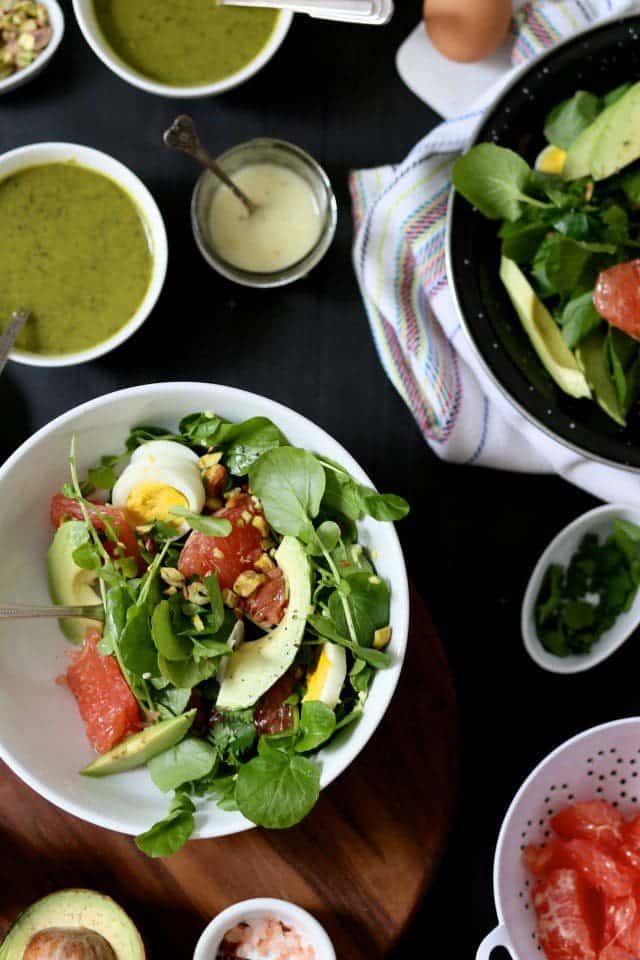Watercress Grapefruit Salad and Alkalizing Green Soup