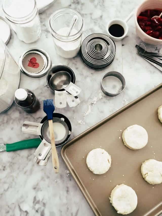 Roasted Strawberry Shortcakes with Basil Cream