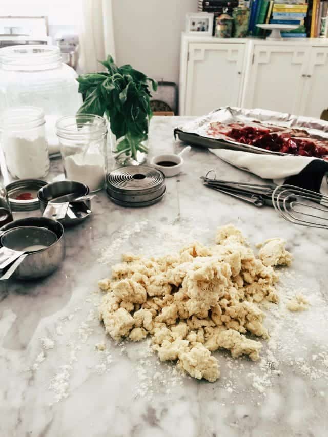 Roasted Strawberry Shortcakes with Basil Cream