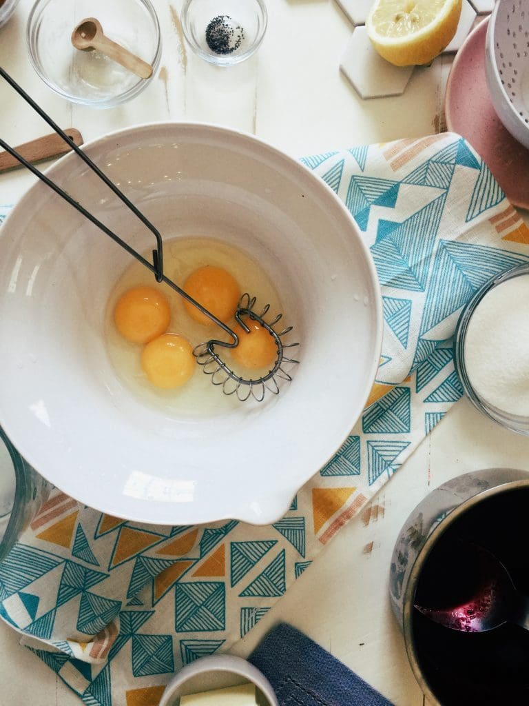 Lemon Poppy Seed Crepes with Blueberry Curd