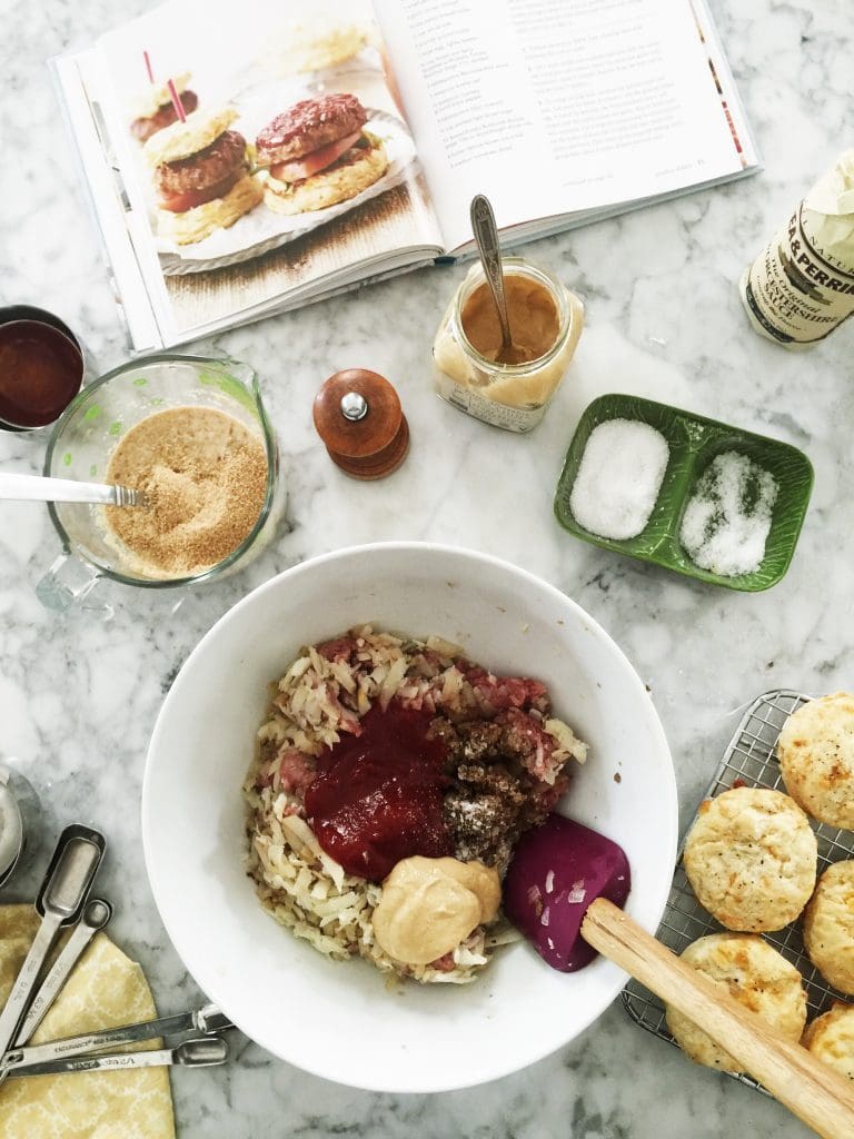 Turkey Meatloaf Sliders on Cheddar Potato Biscuits