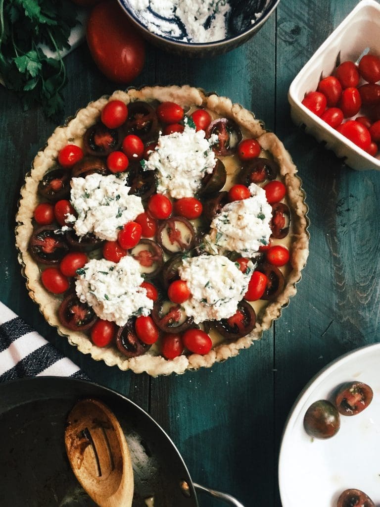 Summer Tomato Pie with Herb Ricotta