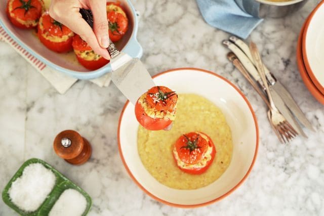 Cajun Stuffed Tomatoes with Creamy Grits