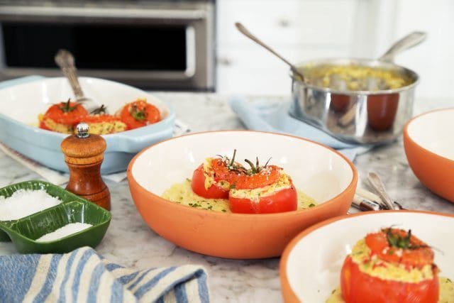 Cajun Stuffed Tomatoes with Creamy Grits