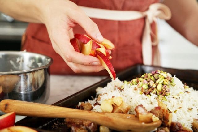 Pork Plum and Pistachio Rice Dish