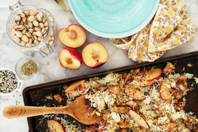 Pork Plum and Pistachio Rice Dish