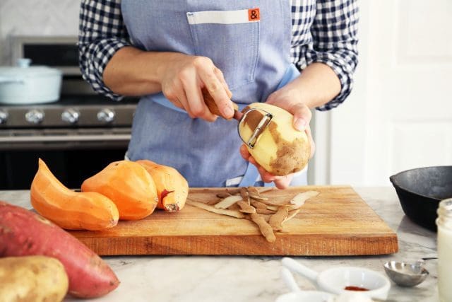 Layered Sweet and Savory Mashed Potatoes with Fried Onions