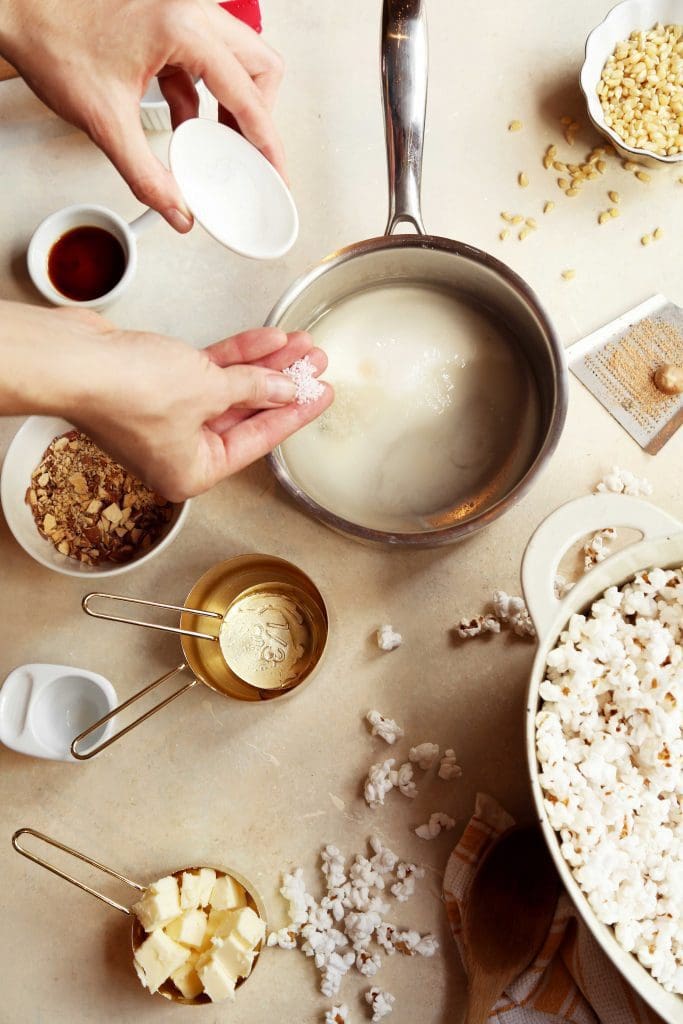 Buttery Eggnog-ish Candied Popcorn Balls