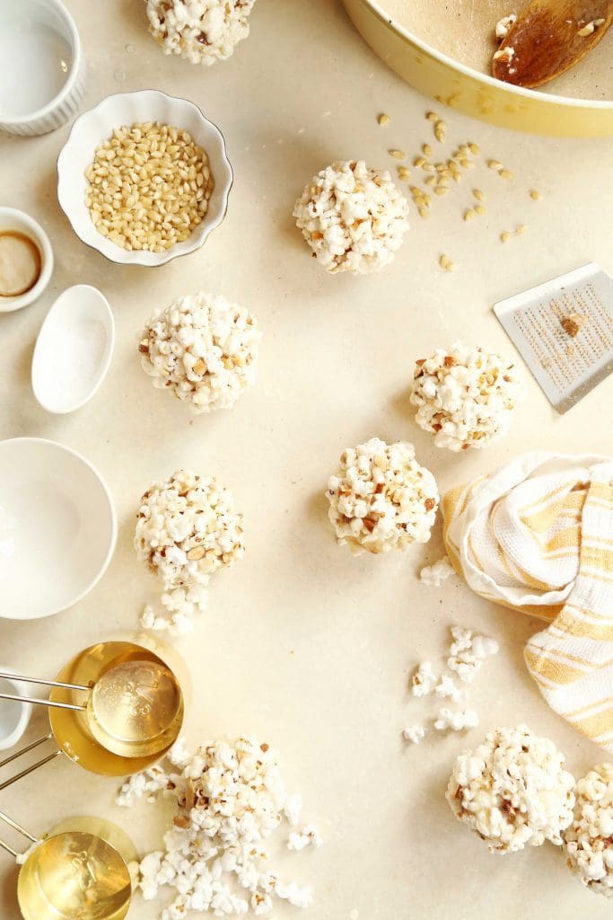 Buttery Eggnog-ish Candied Popcorn Balls