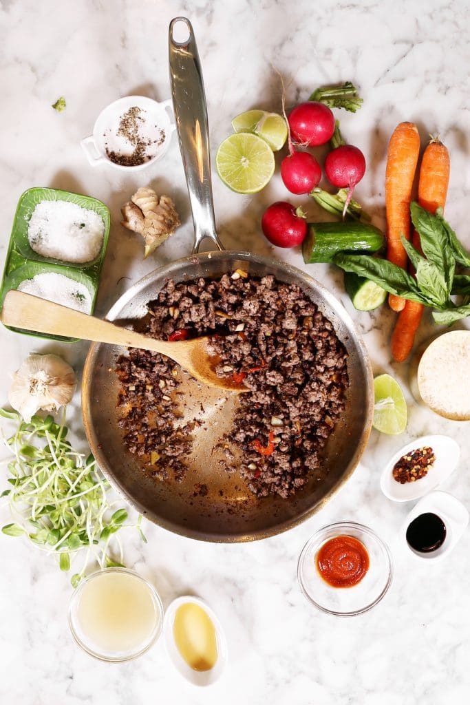 Bowl of Food: Thai Beef with fresh vegetables