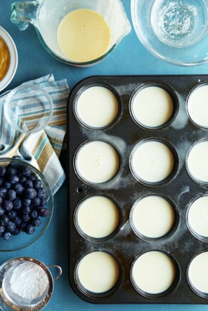 Christmas morning popover batter in the muffin tin