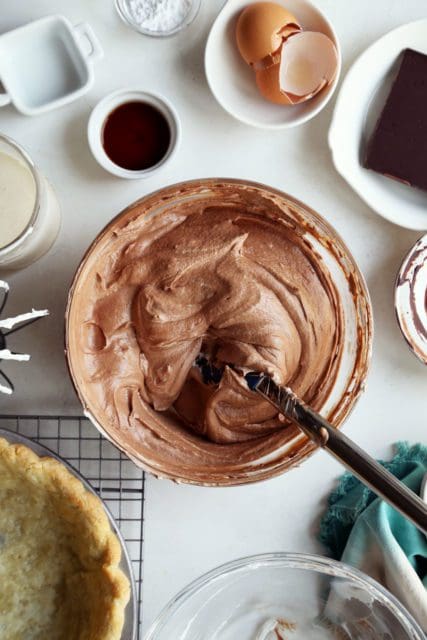 Fluffy chocolate french silk pie recipe filling.