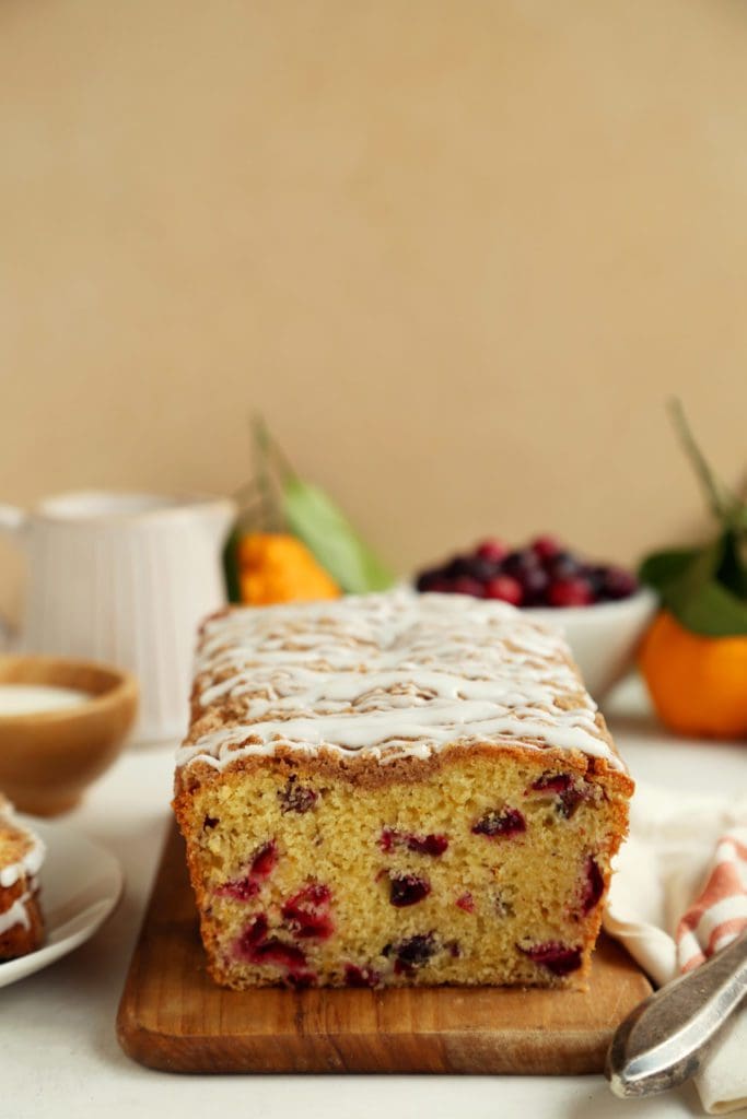 Sliced cranberry orange bread.