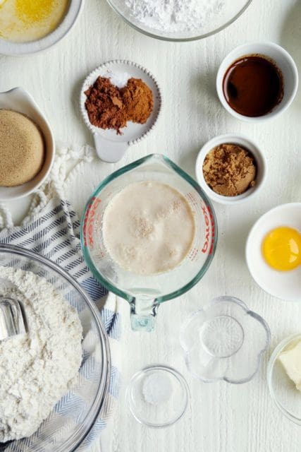 ingredients for small batch overnight cinnamon rolls