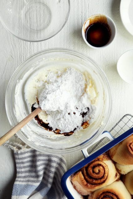coffee glaze ingredients in small bowl.