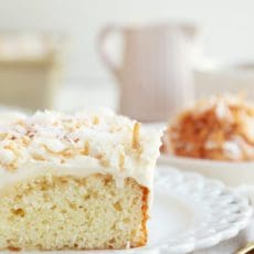 Texture of toasted coconut and cream cheese frosting.